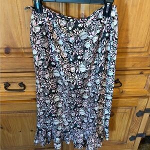 Christopher & Banks Floral Black and Pink Women's Skirt